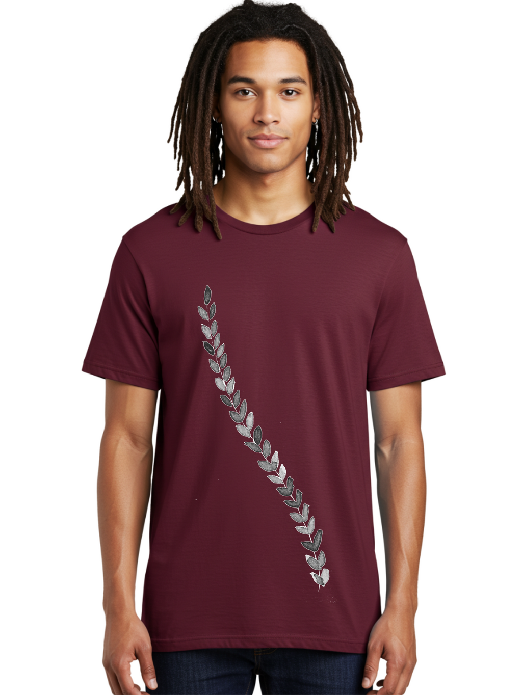 Leaves Men'S Graphic Tee, 100% Cotton, Comfortable Casual Summer Wear, Machine Washable, Laurel Wreath, Leafy Garland, Purple Leaves, Digital Illustration, Graphic Design, Symbol Of Honor, Award Decoration, Vintage Style Aac332