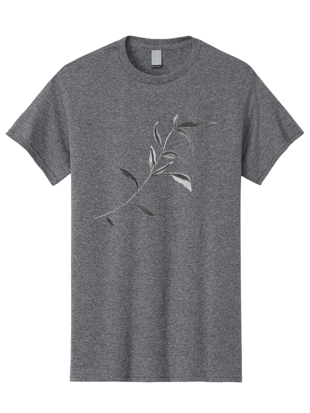 Olive-Branch Men'S Graphic Tee, 100% Cotton, Comfortable Casual Summer Wear, Machine Washable, Black And White Leaves, Foliage, Botanical Illustration, Leafy Branch, Simple Design, Minimalist Art, Plant Graphics Aac340