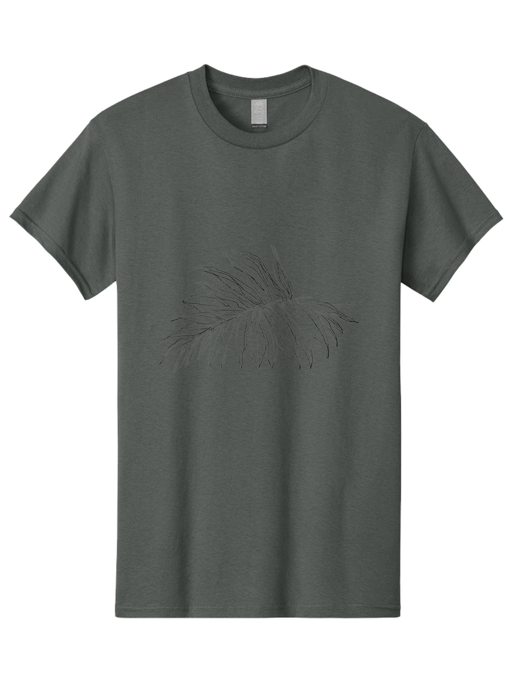 Palm-Leaf Men'S Graphic Tee, 100% Cotton, Comfortable Casual Summer Wear, Machine Washable, Hand Drawn Art, Simple Line Art, Palm Frond, Minimalist Design, Tropical Elements, Leafy Motif Aac342
