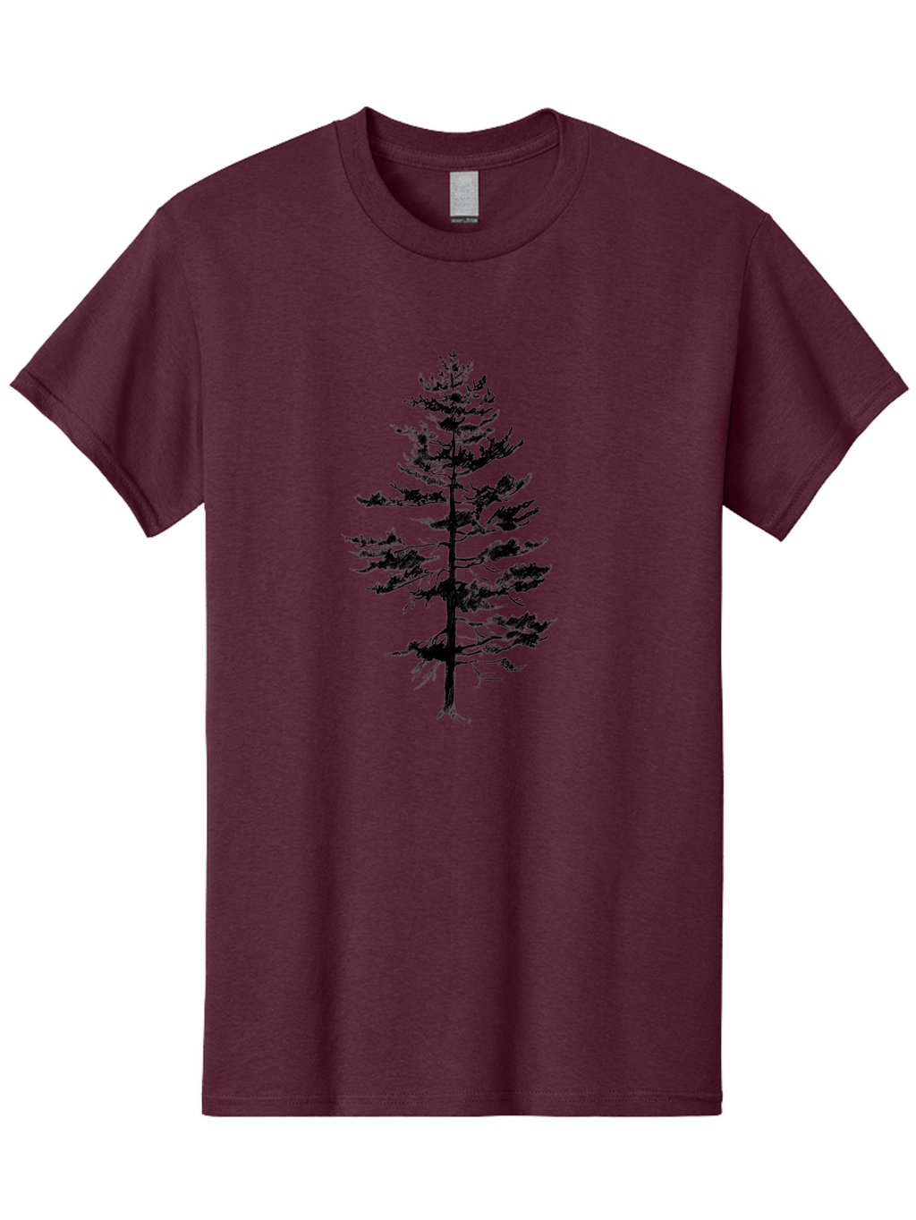 Pine-Tree-Silhouette Men'S Graphic Tee, 100% Cotton, Comfortable Casual Summer Wear, Machine Washable, Pine Tree Silhouette, Evergreen Tree, Tree Branches, Minimalist Design, Simple Graphics, Nature-Inspired Art, Graphic Design Elements, Aac344