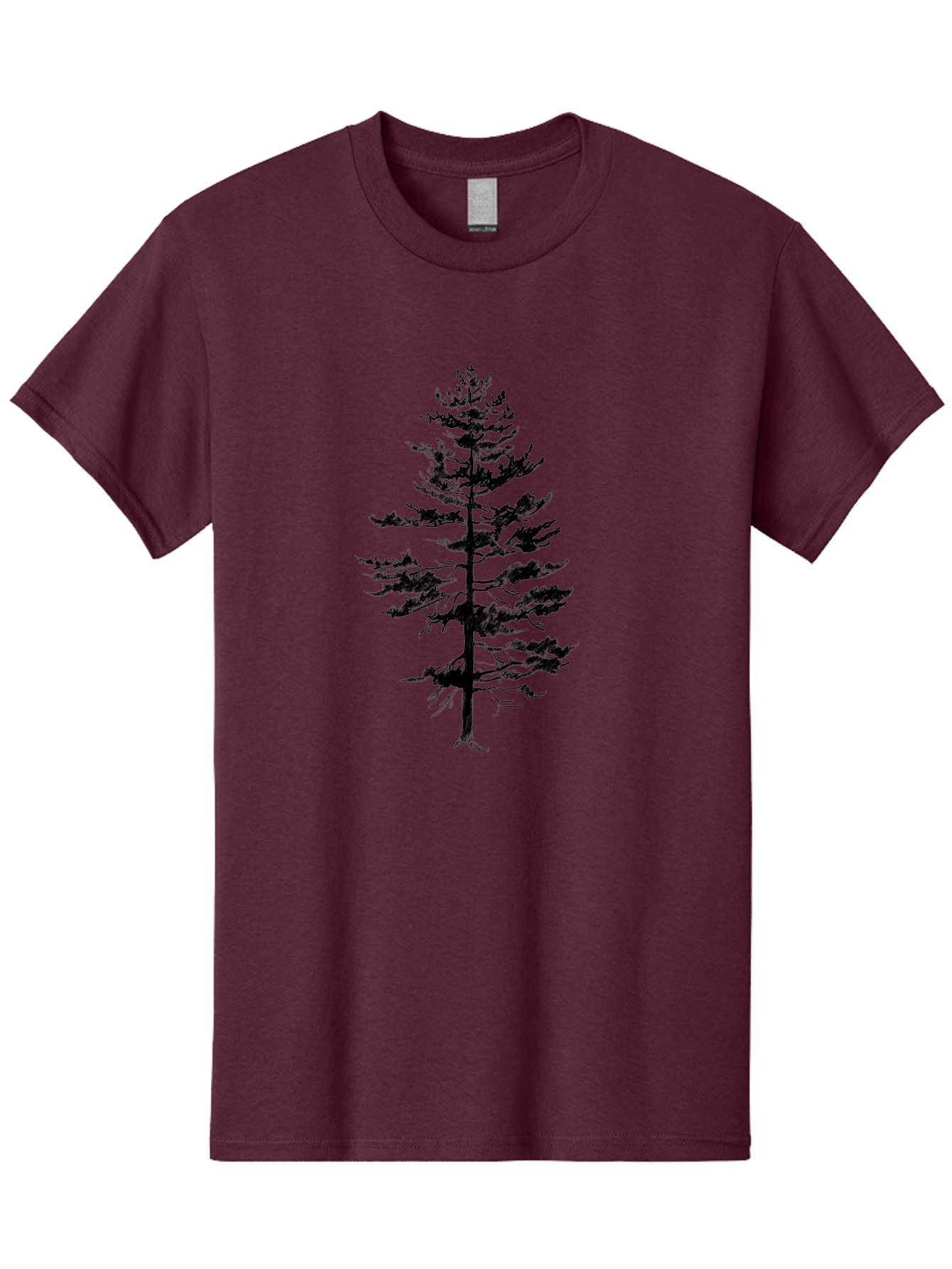 Pine-Tree-Silhouette Men'S Graphic Tee, 100% Cotton, Comfortable Casual Summer Wear, Machine Washable, Pine Tree Silhouette, Evergreen Tree, Tree Branches, Minimalist Design, Simple Graphics, Nature-Inspired Art, Graphic Design Elements, Aac344