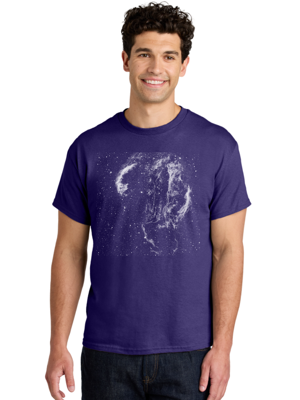White-Smoke-On-Green Men'S Graphic Tee, 100% Cotton, Comfortable Casual Summer Wear, Machine Washable, Smoke Or Dust Cloud, Abstract Design, White Particles, Dynamic Movement, Textured Effect, Artistic Visualization, Creative Element Aac363