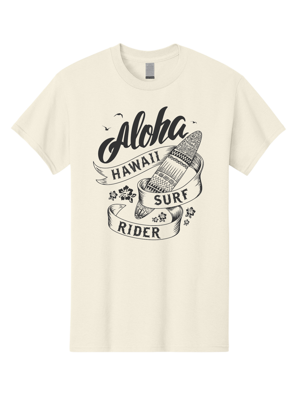 Aloha-Surf-Rider Men'S Graphic Tee, 100% Cotton, Comfortable Casual Summer Wear, Machine Washable, Hawaii Surf Rider, Surfboard, Tropical Vibes, Hawaii Vacation, Surfing Culture, Hawaii Tourism, Tropical Flowers, Aloha Spirit, Beach Lifestyle, Aac370