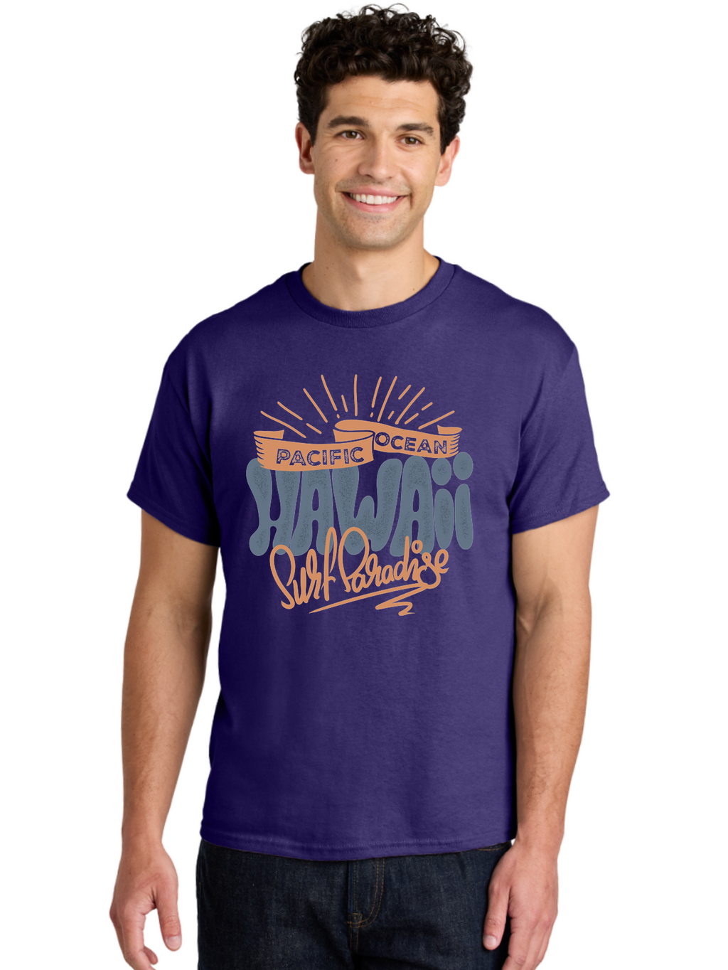 Pacific-Ocean-Wai-Anae-Surf-Paradise Men'S Graphic Tee, 100% Cotton, Comfortable Casual Summer Wear, Machine Washable, Hawaii Vacation, Pacific Ocean, Surf Paradise, Tropical Getaway, Beach Destination, Island Life, Surf Culture Aac371