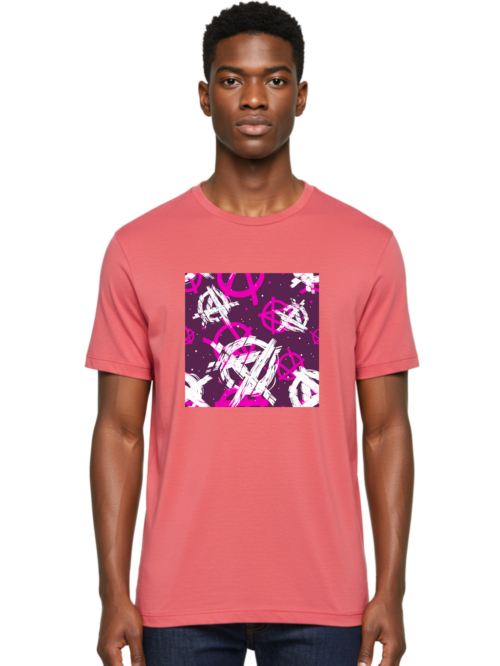 Anarchy-Symbols Men'S Graphic Tee, 100% Cotton, Comfortable Casual Summer Wear, Machine Washable, Anarchy Symbols, Protest Signs, Activist Graphics, Punk Rock Imagery, Chaotic Patterns, Abstract Art, Rebellion Motifs, Symbolic Expression, Aac377