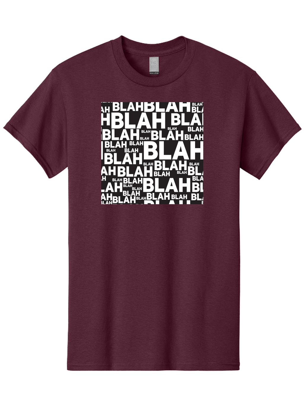 Blah Men'S Graphic Tee, 100% Cotton, Comfortable Casual Summer Wear, Machine Washable, Repetitive Text, Blah Blah, White Font, Black Background, Meaningless Words, Corporate Jargon, Office Chatter, Meaningless Speech, Empty Talk, Aac379