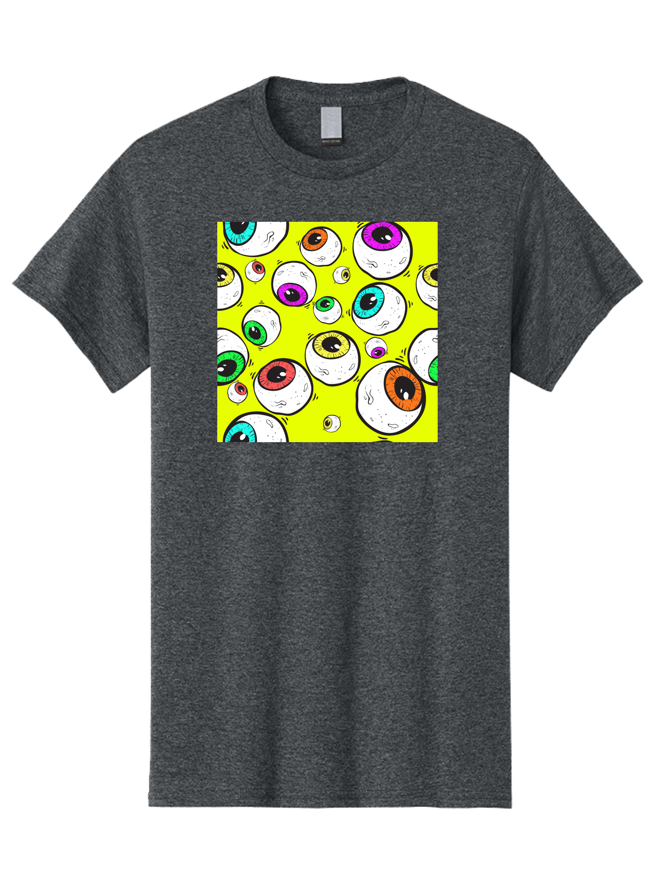 Colorful-Eyeballs Men'S Graphic Tee, 100% Cotton, Comfortable Casual Summer Wear, Machine Washable, Cartoon Eyeballs, Colorful Eyes, Vibrant Colors, Pop Art, Playful Graphics, Quirky Design, Eye-Catching Visuals, Fun Illustration, Aac386