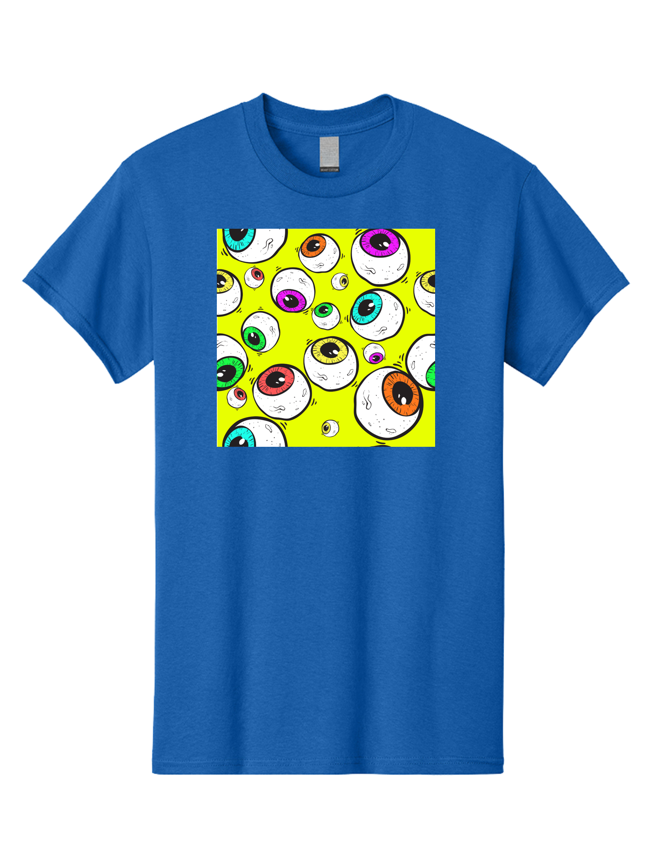 Colorful-Eyeballs Men'S Graphic Tee, 100% Cotton, Comfortable Casual Summer Wear, Machine Washable, Cartoon Eyeballs, Colorful Eyes, Vibrant Colors, Pop Art, Playful Graphics, Quirky Design, Eye-Catching Visuals, Fun Illustration, Aac386