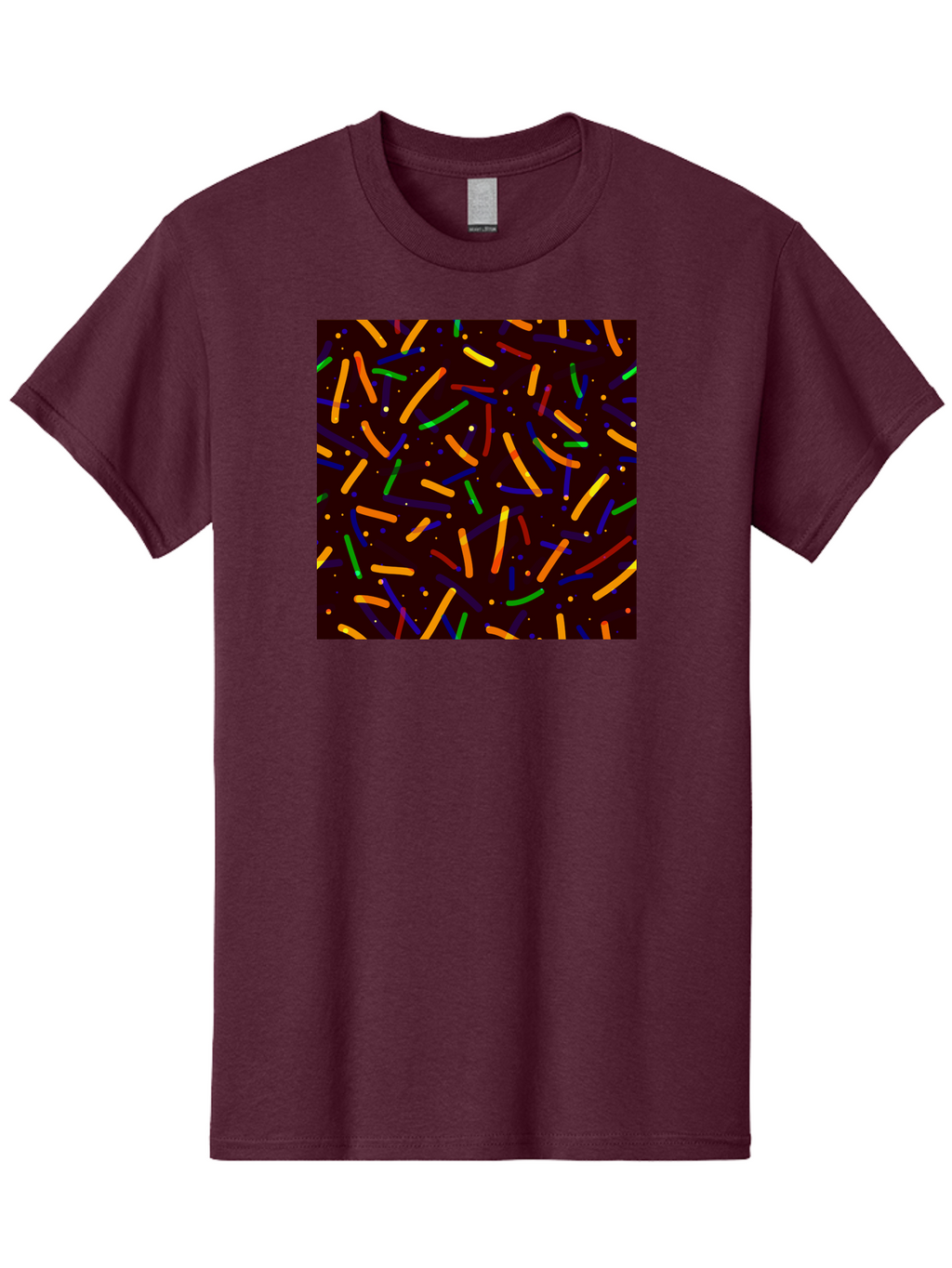 Colorful-Sprinkles Men'S Graphic Tee, 100% Cotton, Comfortable Casual Summer Wear, Machine Washable, Colorful Sprinkles, Confetti Pattern, Vibrant Colors, Festive Design, Celebratory Theme, Multicolored Decorations, Party Atmosphere, Aac387