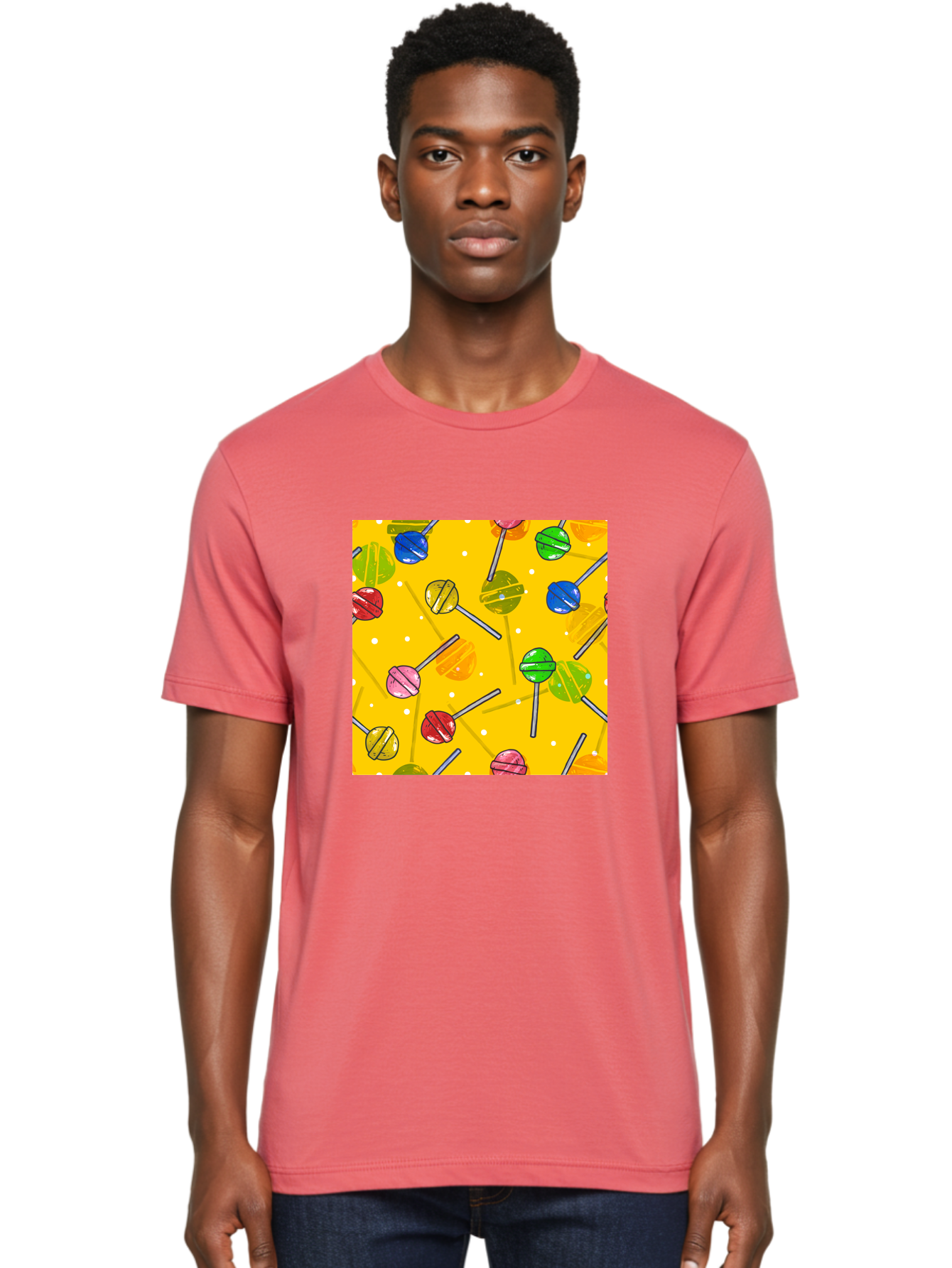 Lollipops Men'S Graphic Tee, 100% Cotton, Comfortable Casual Summer Wear, Machine Washable, Lollipops, Candy, Sweets, Colorful Treats, Vibrant Hues, Playful Design, Sweet Tooth, Party Favors, Kid'S Party Aac402