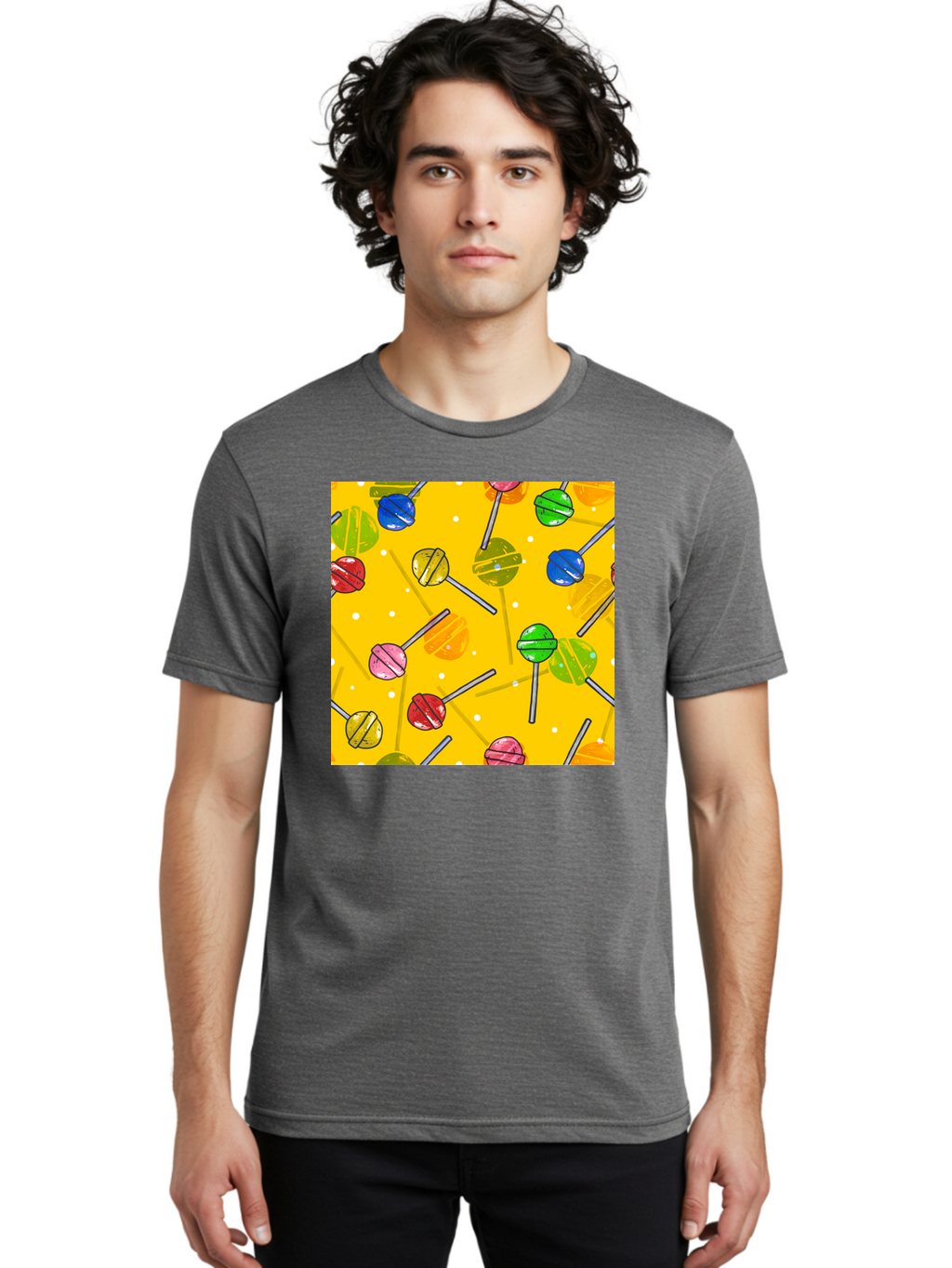Lollipops Men'S Graphic Tee, 100% Cotton, Comfortable Casual Summer Wear, Machine Washable, Lollipops, Candy, Sweets, Colorful Treats, Vibrant Hues, Playful Design, Sweet Tooth, Party Favors, Kid'S Party Aac402