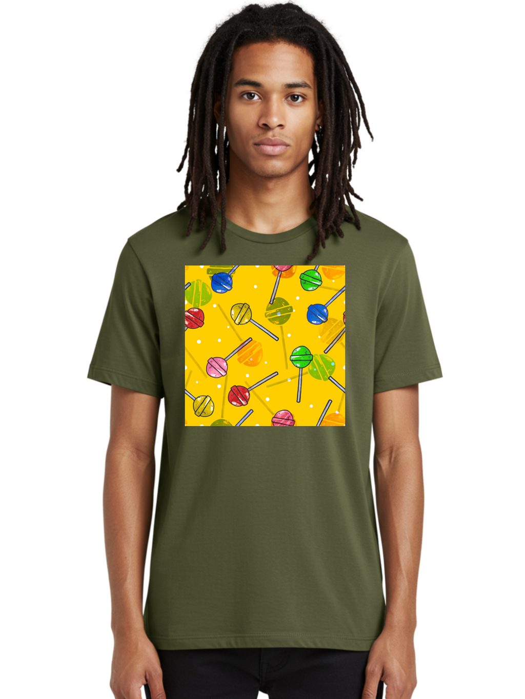 Lollipops Men'S Graphic Tee, 100% Cotton, Comfortable Casual Summer Wear, Machine Washable, Lollipops, Candy, Sweets, Colorful Treats, Vibrant Hues, Playful Design, Sweet Tooth, Party Favors, Kid'S Party Aac402