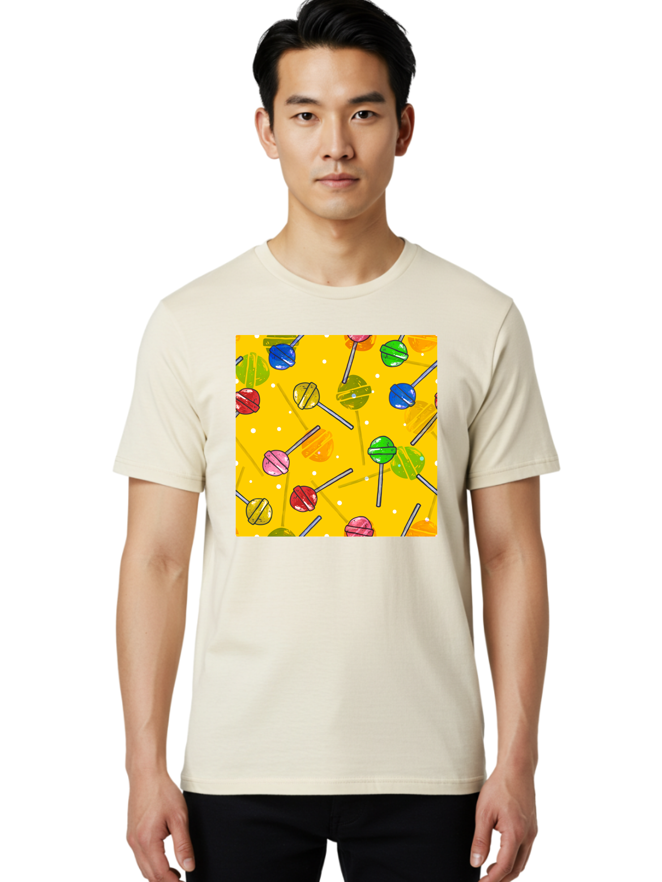 Lollipops Men'S Graphic Tee, 100% Cotton, Comfortable Casual Summer Wear, Machine Washable, Lollipops, Candy, Sweets, Colorful Treats, Vibrant Hues, Playful Design, Sweet Tooth, Party Favors, Kid'S Party Aac402