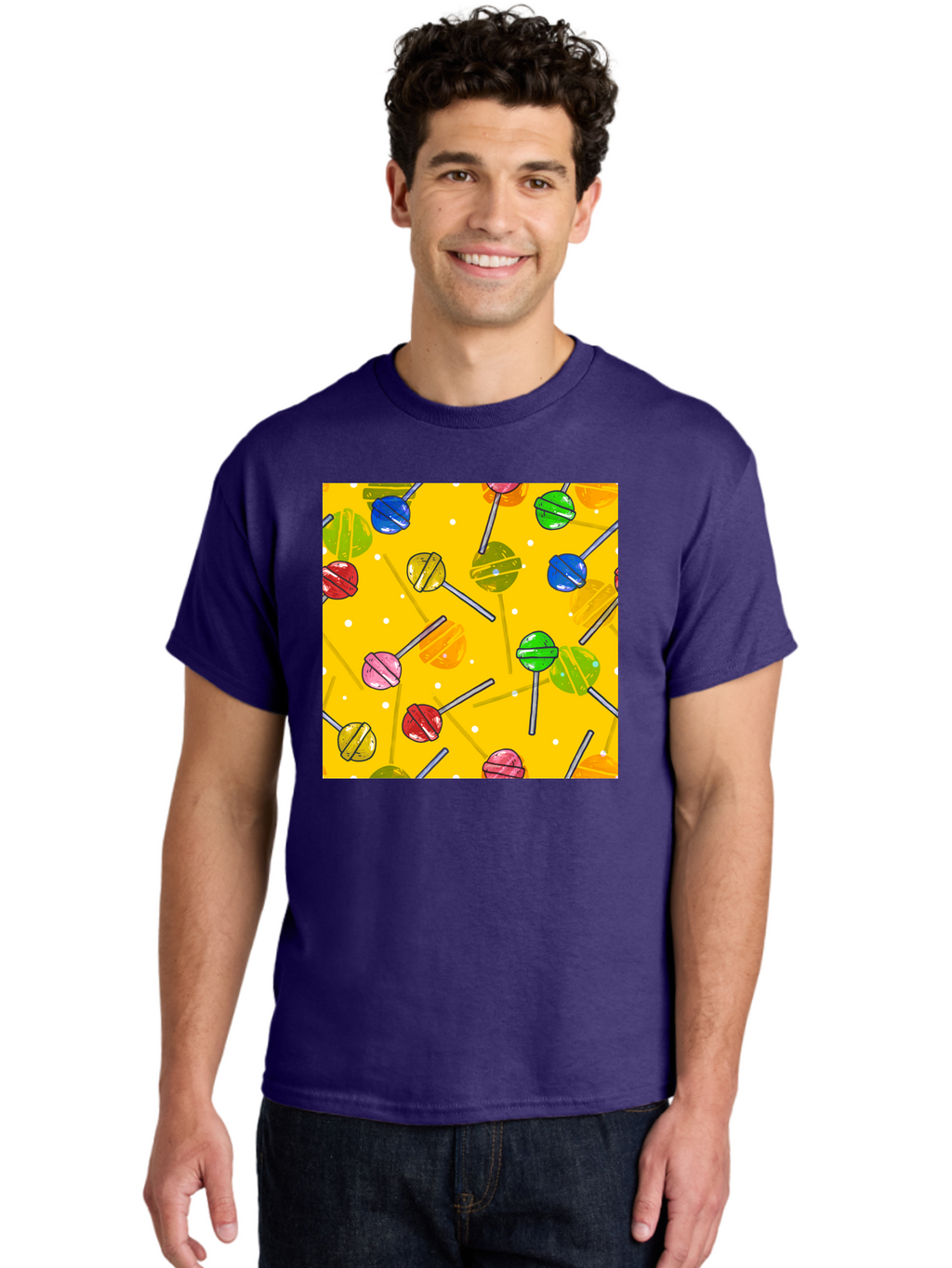 Lollipops Men'S Graphic Tee, 100% Cotton, Comfortable Casual Summer Wear, Machine Washable, Lollipops, Candy, Sweets, Colorful Treats, Vibrant Hues, Playful Design, Sweet Tooth, Party Favors, Kid'S Party Aac402