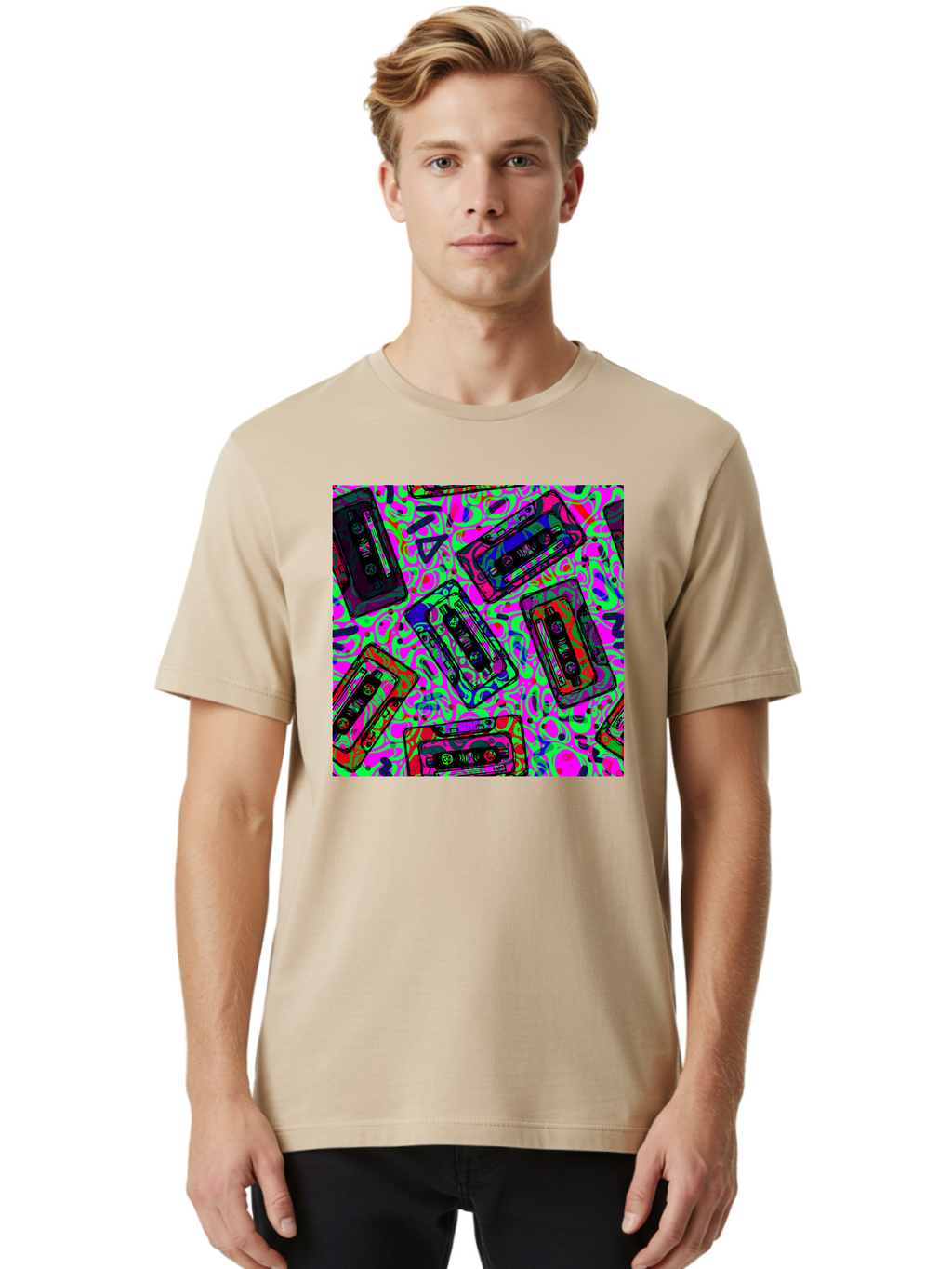Mix-Tape Men'S Graphic Tee, 100% Cotton, Comfortable Casual Summer Wear, Machine Washable, Mix Tape Cassettes, Retro Music, Vintage Technology, Nostalgic Vibes, 80S And 90S Style, Cassette Tapes, Music Lover, Hipster Culture, Colorful Design Aac406