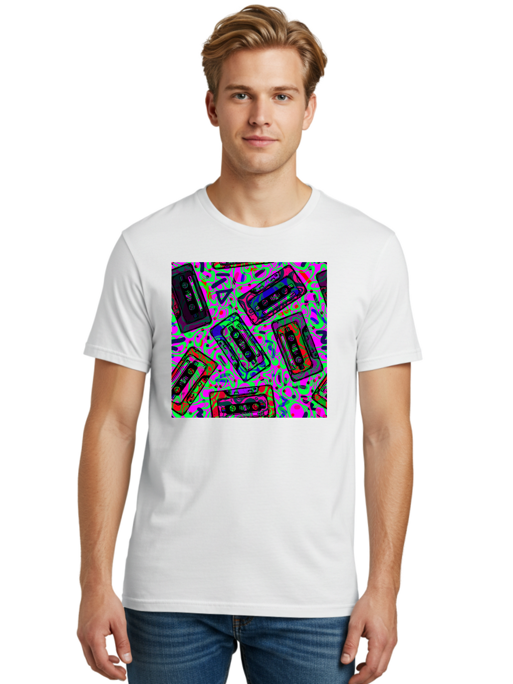 Mix-Tape Men'S Graphic Tee, 100% Cotton, Comfortable Casual Summer Wear, Machine Washable, Mix Tape Cassettes, Retro Music, Vintage Technology, Nostalgic Vibes, 80S And 90S Style, Cassette Tapes, Music Lover, Hipster Culture, Colorful Design Aac406