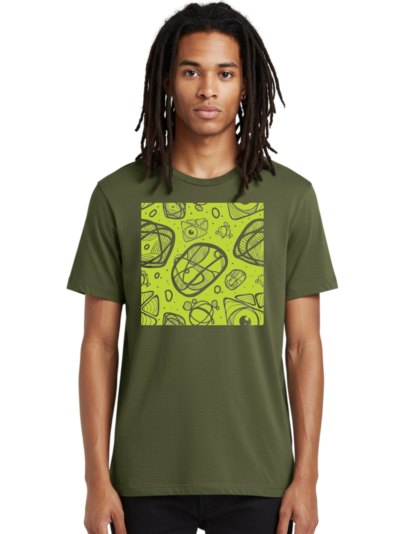 Ocean-Life Men'S Graphic Tee, 100% Cotton, Comfortable Casual Summer Wear, Machine Washable, Stylish Fish Illustrations, Ocean Creatures, Abstract Art, White Line Drawings, Playful Patterns, Whimsical Designs, Food-Inspired Artwork, Aac409