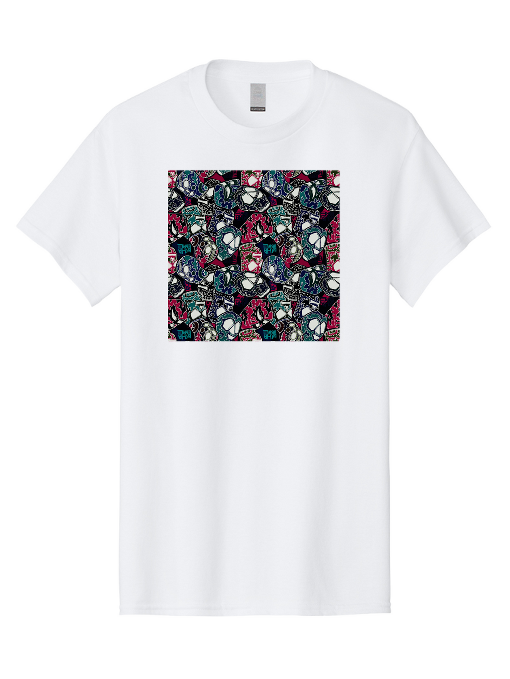Sugar-Skull-Pattern Men'S Graphic Tee, 100% Cotton, Comfortable Casual Summer Wear, Machine Washable, Sugar Skulls, Colorful Skulls, Day Of The Dead, Mexican Culture, Ornate Designs, Floral Patterns, Vibrant Colors, Festive Atmosphere, Aac422