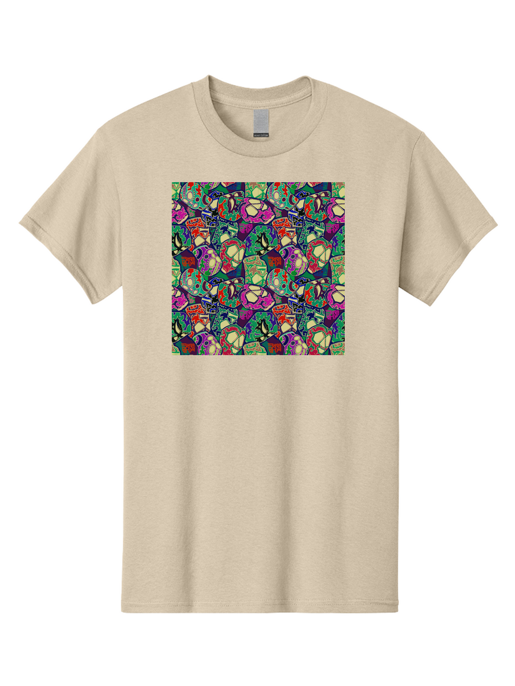 Sugar-Skulls Men'S Graphic Tee, 100% Cotton, Comfortable Casual Summer Wear, Machine Washable, Sugar Skulls, Colorful Designs, Vibrant Patterns, Dia De Los Muertos, Festive Atmosphere, Artistic Expression, Cultural Heritage, Intricate Details, Aac423