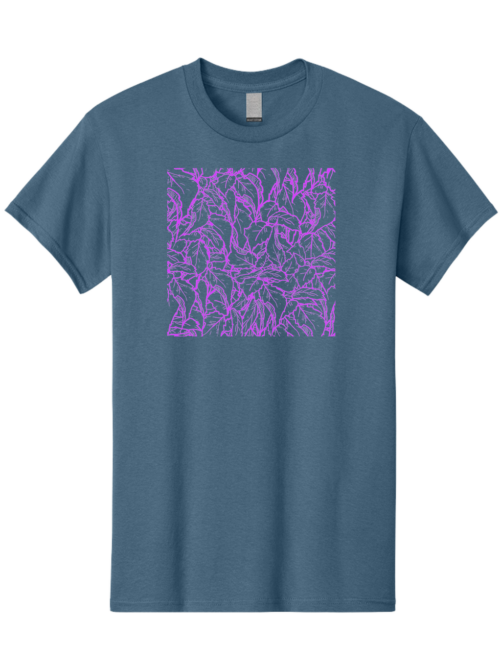 Tropical-Foliage Men'S Graphic Tee, 100% Cotton, Comfortable Casual Summer Wear, Machine Washable, Tropical Leaves, Leaf Pattern, Neon Pink, Cyan Background, Abstract Design, Botanical Art, Vibrant Colors, Summer Feel, Exotic Plants, Aac427
