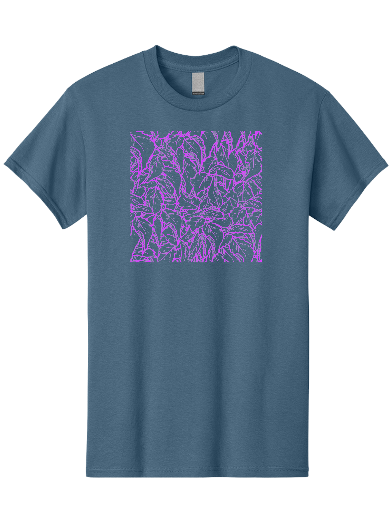 Tropical-Foliage Men'S Graphic Tee, 100% Cotton, Comfortable Casual Summer Wear, Machine Washable, Tropical Leaves, Leaf Pattern, Neon Pink, Cyan Background, Abstract Design, Botanical Art, Vibrant Colors, Summer Feel, Exotic Plants, Aac427