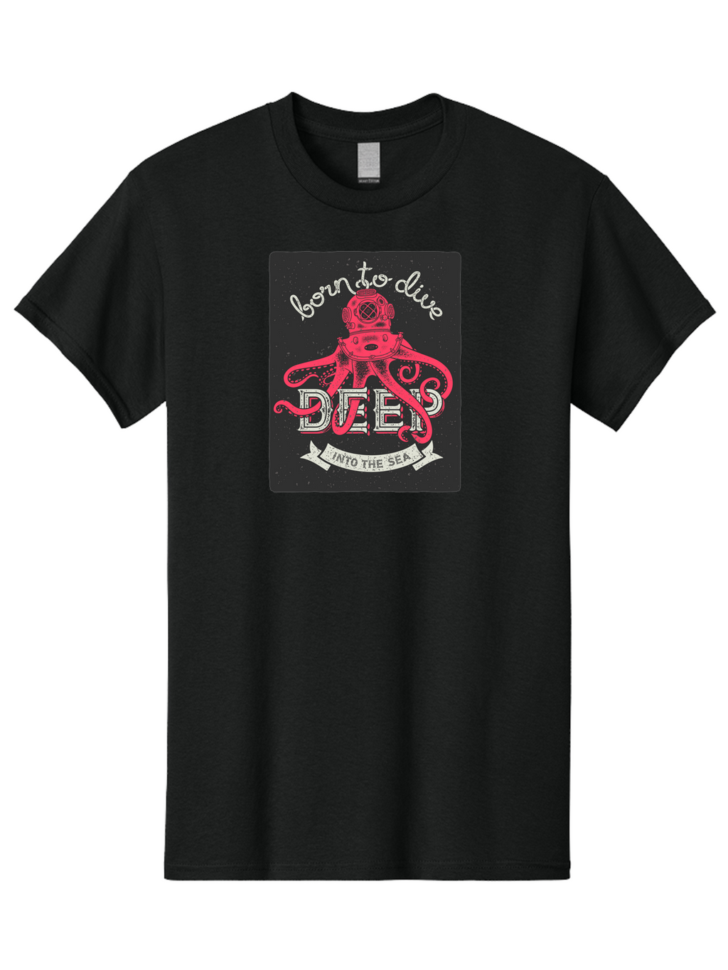 Born-To-Dive-2 Men'S Graphic Tee, 100% Cotton, Comfortable Casual Summer Wear, Machine Washable, Scuba Diver, Octopus, Underwater Adventure, Deep Sea, Diving Passion, Ocean Exploration, Sea Creatures, Nautical Art, Vintage Design Aac431