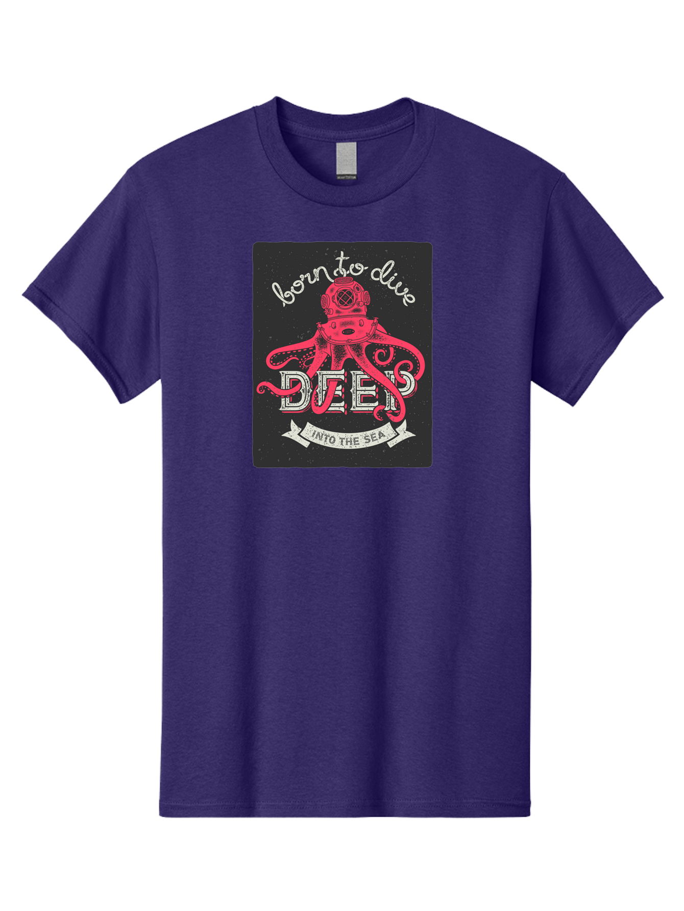 Born-To-Dive-2 Men'S Graphic Tee, 100% Cotton, Comfortable Casual Summer Wear, Machine Washable, Scuba Diver, Octopus, Underwater Adventure, Deep Sea, Diving Passion, Ocean Exploration, Sea Creatures, Nautical Art, Vintage Design Aac431