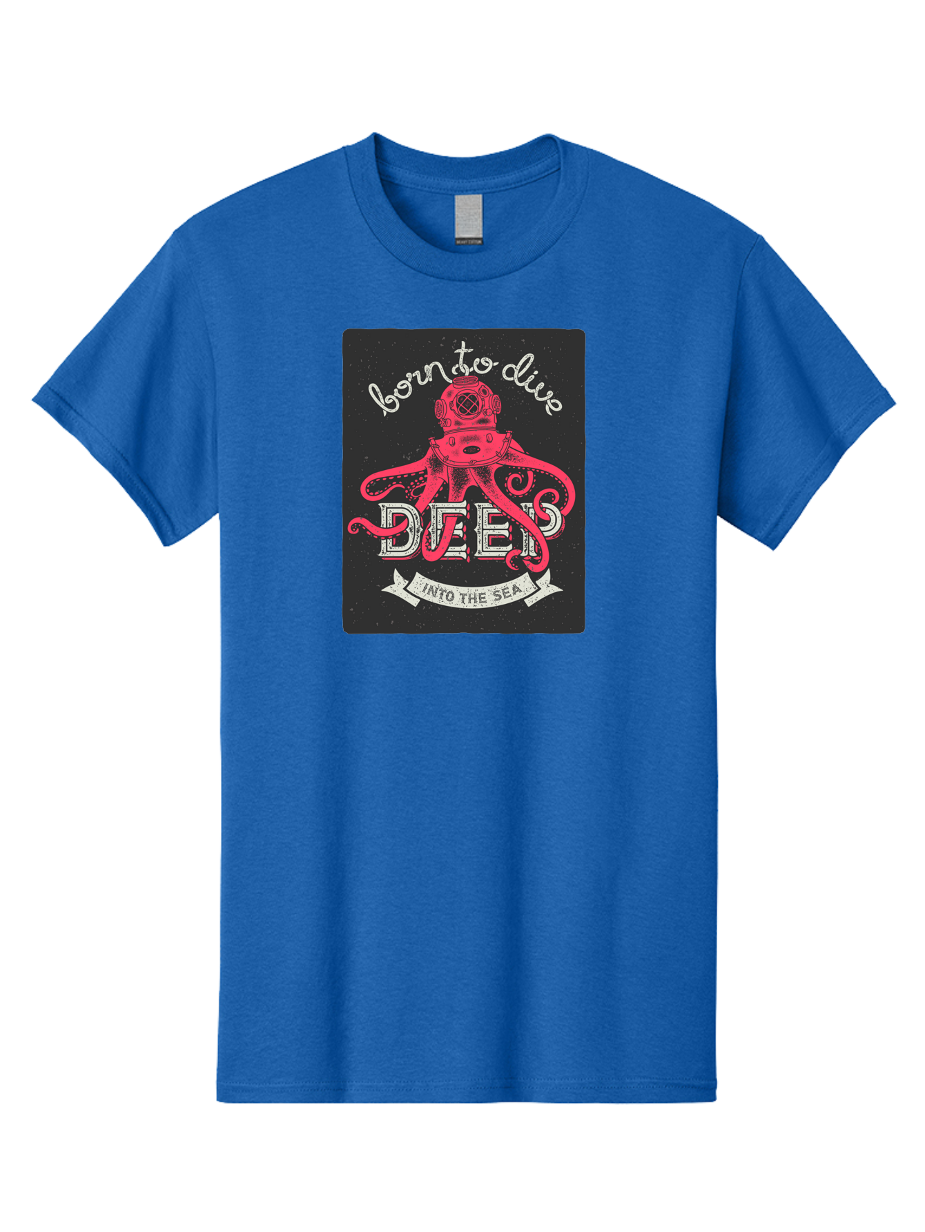 Born-To-Dive-2 Men'S Graphic Tee, 100% Cotton, Comfortable Casual Summer Wear, Machine Washable, Scuba Diver, Octopus, Underwater Adventure, Deep Sea, Diving Passion, Ocean Exploration, Sea Creatures, Nautical Art, Vintage Design Aac431