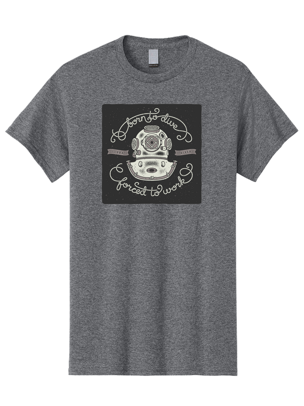 Born-To-Dive-3 Men'S Graphic Tee, 100% Cotton, Comfortable Casual Summer Wear, Machine Washable, Scuba Diver, Diving Helmet, Underwater Exploration, Ocean Adventure, Vintage Diving Gear, Motivational Quote, Typography Art, Nautical Theme, Aac432