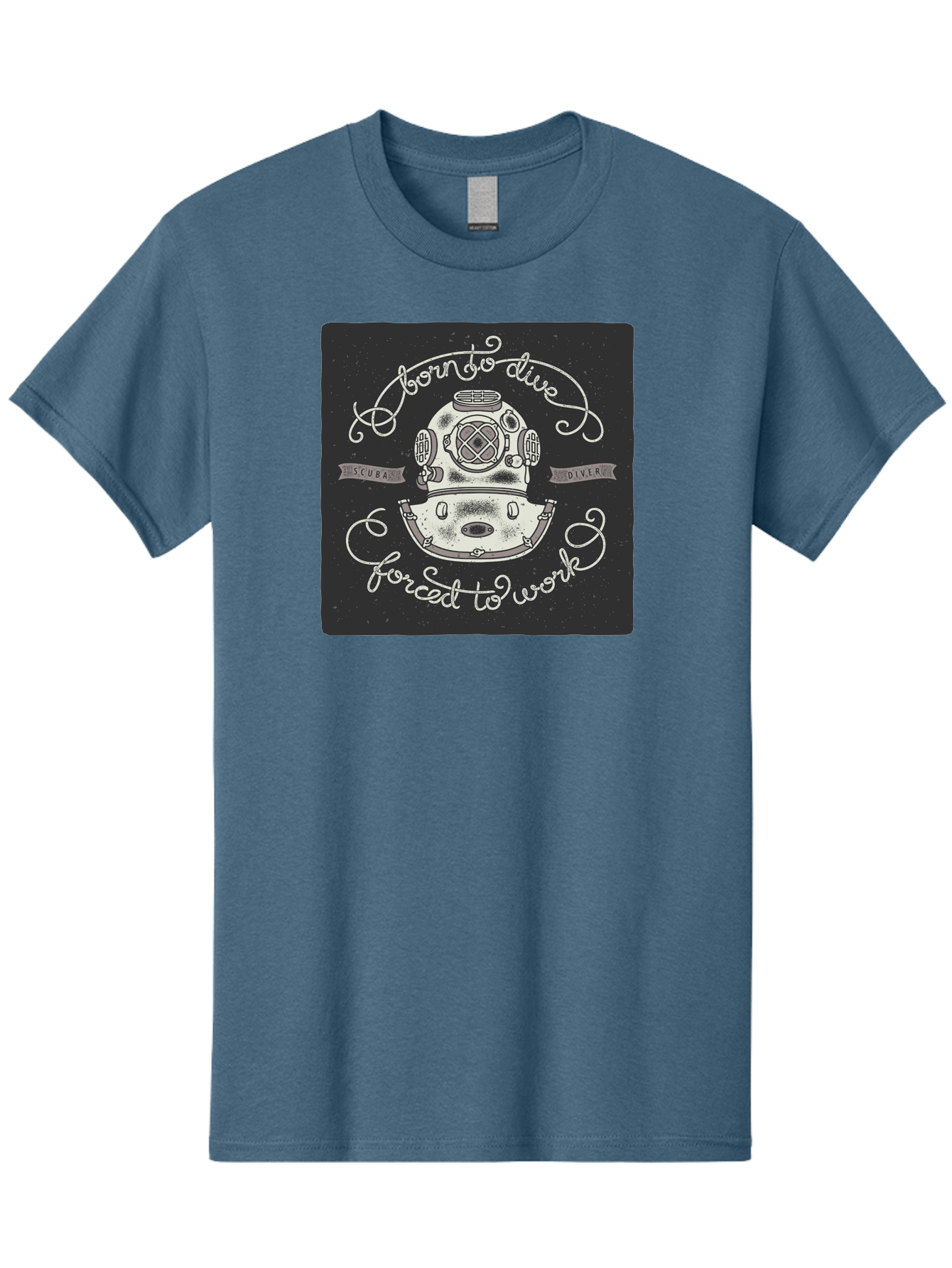 Born-To-Dive-3 Men'S Graphic Tee, 100% Cotton, Comfortable Casual Summer Wear, Machine Washable, Scuba Diver, Diving Helmet, Underwater Exploration, Ocean Adventure, Vintage Diving Gear, Motivational Quote, Typography Art, Nautical Theme, Aac432