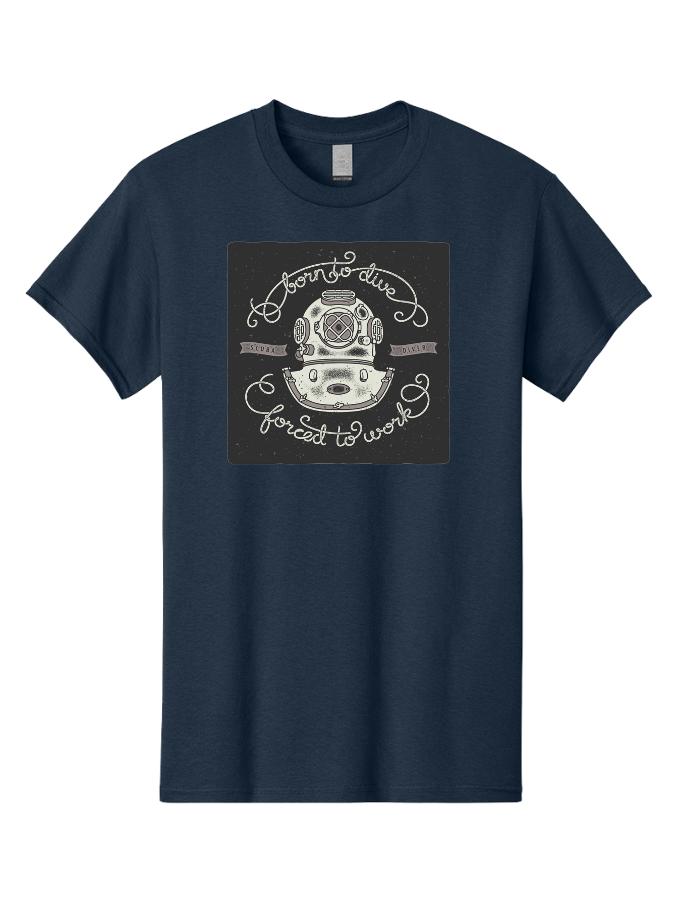 Born-To-Dive-3 Men'S Graphic Tee, 100% Cotton, Comfortable Casual Summer Wear, Machine Washable, Scuba Diver, Diving Helmet, Underwater Exploration, Ocean Adventure, Vintage Diving Gear, Motivational Quote, Typography Art, Nautical Theme, Aac432