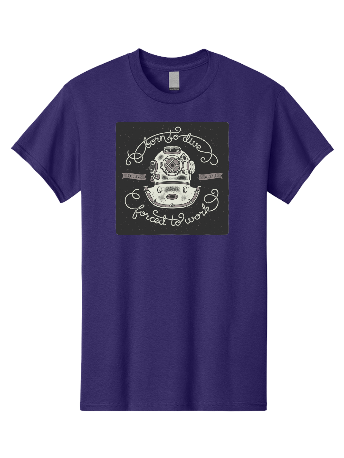 Born-To-Dive-3 Men'S Graphic Tee, 100% Cotton, Comfortable Casual Summer Wear, Machine Washable, Scuba Diver, Diving Helmet, Underwater Exploration, Ocean Adventure, Vintage Diving Gear, Motivational Quote, Typography Art, Nautical Theme, Aac432