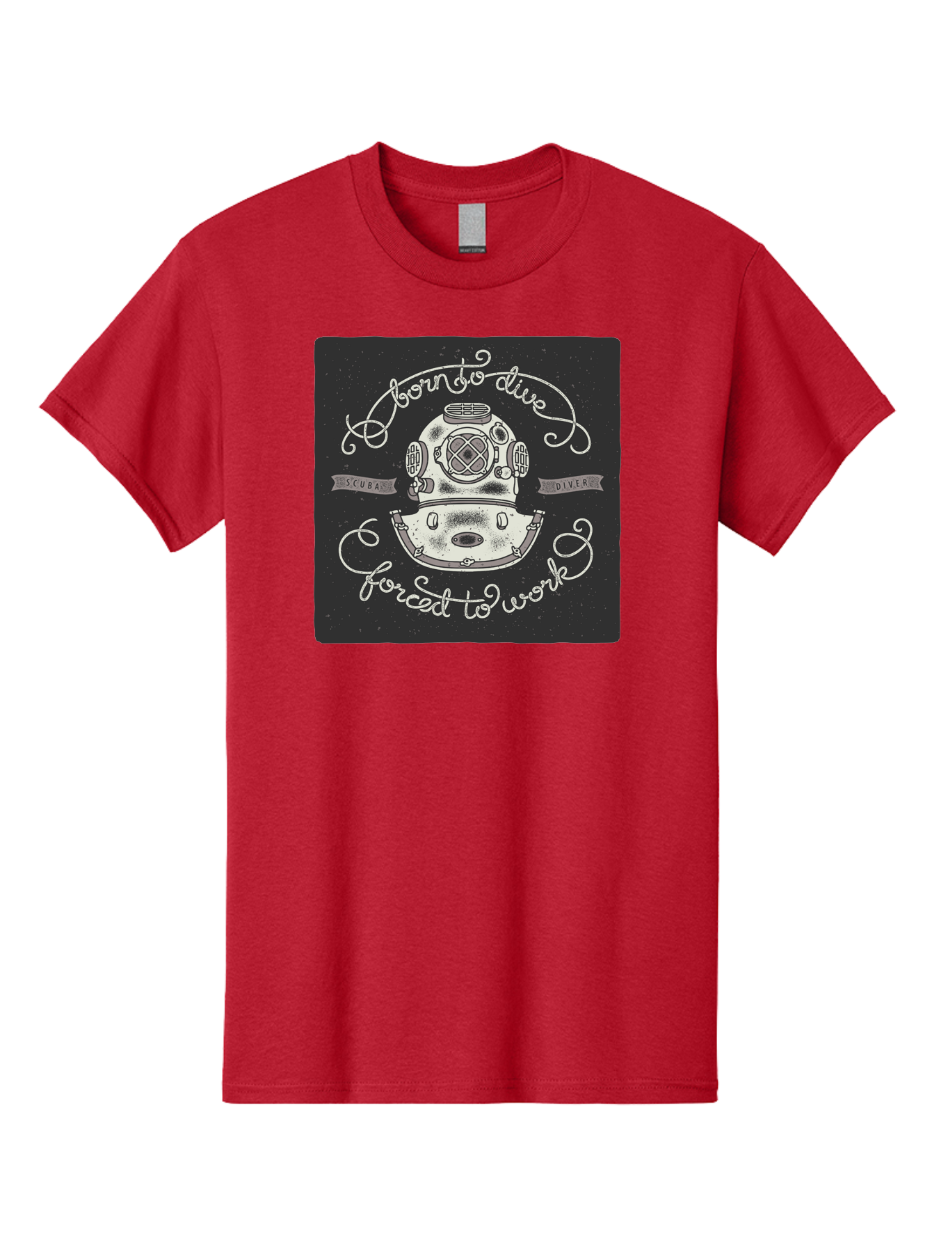 Born-To-Dive-3 Men'S Graphic Tee, 100% Cotton, Comfortable Casual Summer Wear, Machine Washable, Scuba Diver, Diving Helmet, Underwater Exploration, Ocean Adventure, Vintage Diving Gear, Motivational Quote, Typography Art, Nautical Theme, Aac432