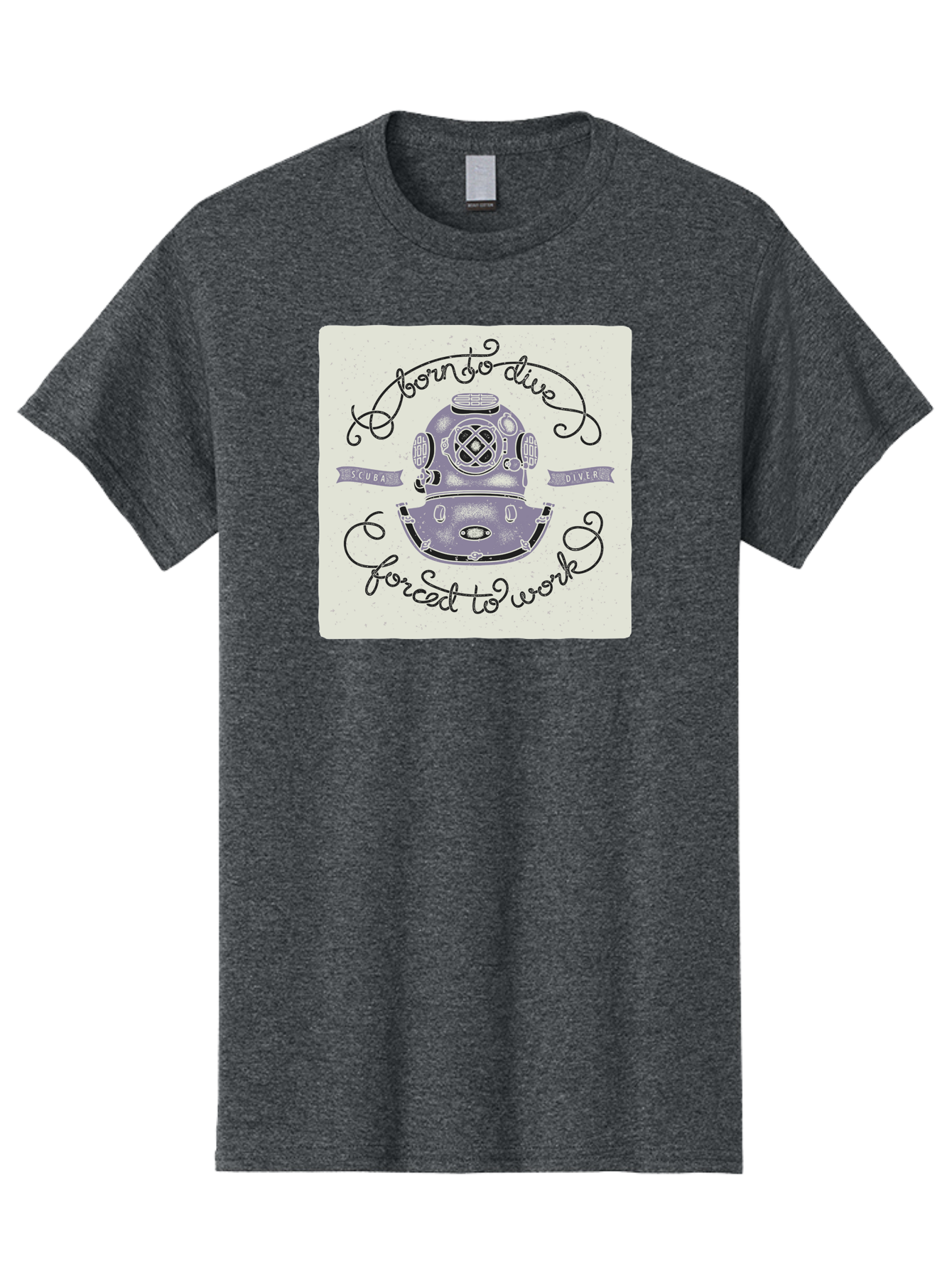 Born-To-Dive Men'S Graphic Tee, 100% Cotton, Comfortable Casual Summer Wear, Machine Washable, Scuba Diver, Diving Helmet, Underwater Adventure, Ocean Exploration, Vintage Diving Gear, Scuba Diving, Diver'S Life, Born To Dive, Forced To Work, Aac433
