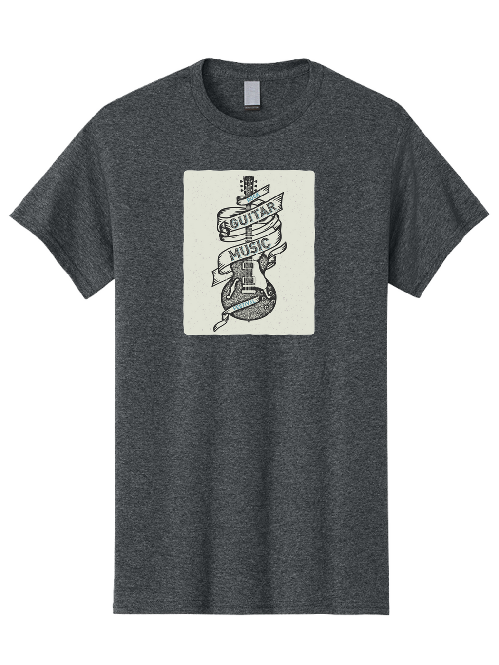 Guitar-Music-Festival Men'S Graphic Tee, 100% Cotton, Comfortable Casual Summer Wear, Machine Washable, Guitar Music Festival, Electric Guitar, Rock Music, Hand-Drawn Illustration, Festival Banner, Music Event, Guitar Art Aac437