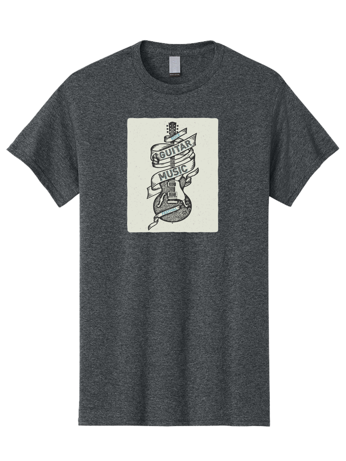 Guitar-Music-Festival Men'S Graphic Tee, 100% Cotton, Comfortable Casual Summer Wear, Machine Washable, Guitar Music Festival, Electric Guitar, Rock Music, Hand-Drawn Illustration, Festival Banner, Music Event, Guitar Art Aac437