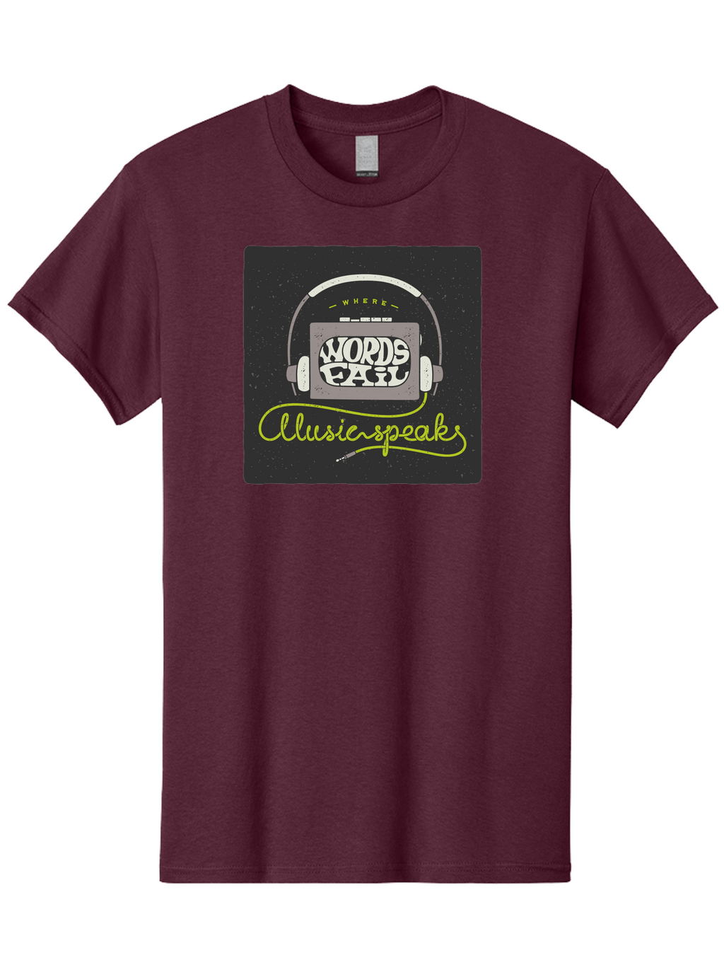 Where-Words-Fail-Music-Speaks Men'S Graphic Tee, 100% Cotton, Comfortable Casual Summer Wear, Machine Washable, Music Inspiration, Emotional Expression, Creative Quotes, Motivational Phrases, Where Words Fail Music Speaks, Aac441
