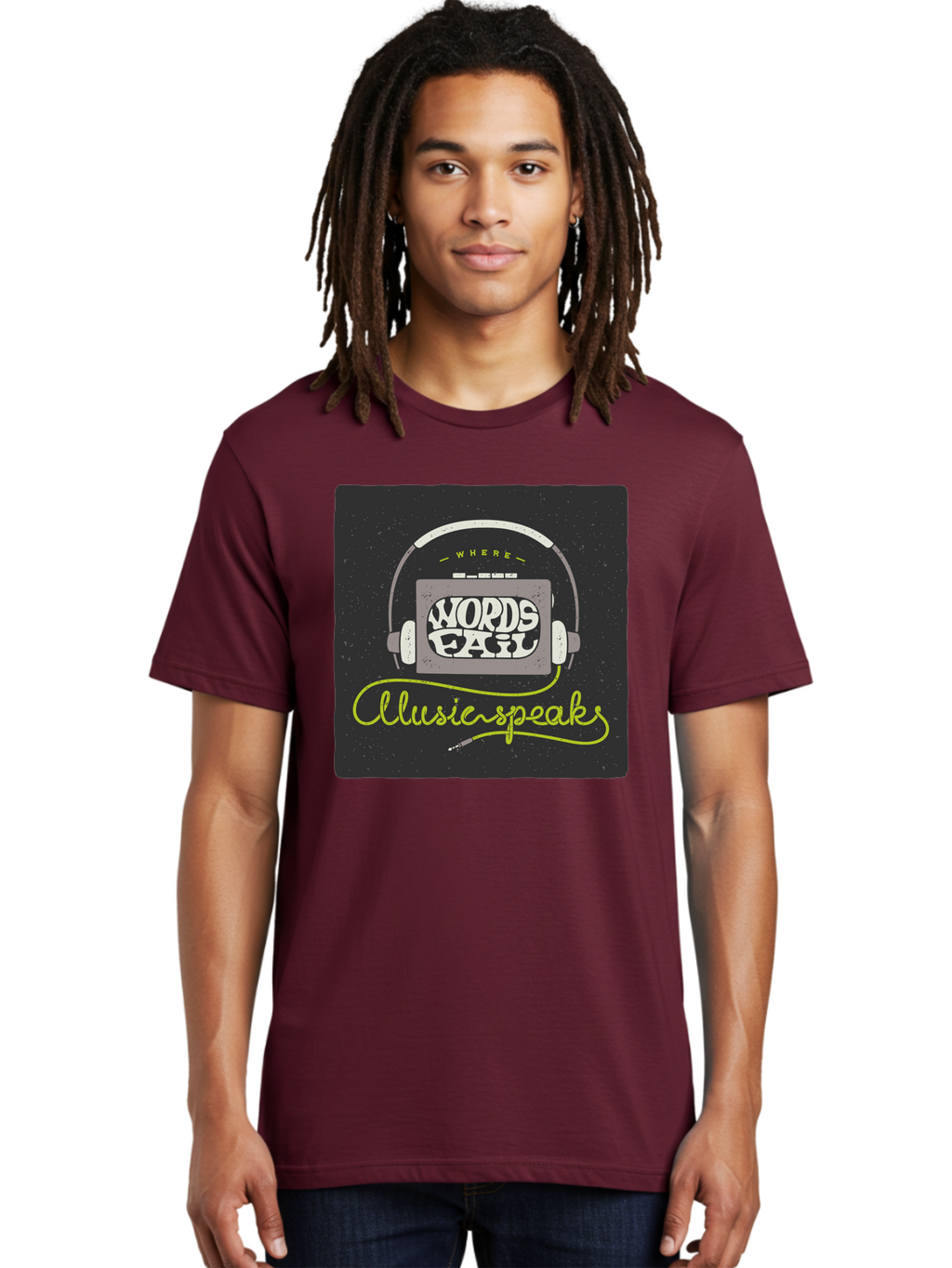 Where-Words-Fail-Music-Speaks Men'S Graphic Tee, 100% Cotton, Comfortable Casual Summer Wear, Machine Washable, Music Inspiration, Emotional Expression, Creative Quotes, Motivational Phrases, Where Words Fail Music Speaks, Aac441