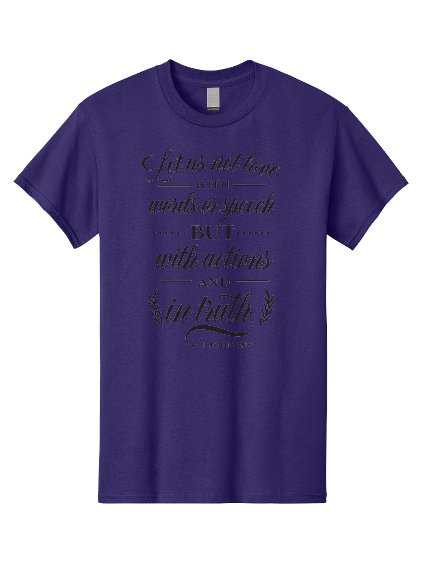 1-John-3-18 Men'S Graphic Tee, 100% Cotton, Comfortable Casual Summer Wear, Machine Washable, Inspirational Quote, Biblical Verse, 1 John 3:18, Love In Truth, Actions Over Words, Spiritual Guidance, Faith-Based Message, Motivational Words Aac442
