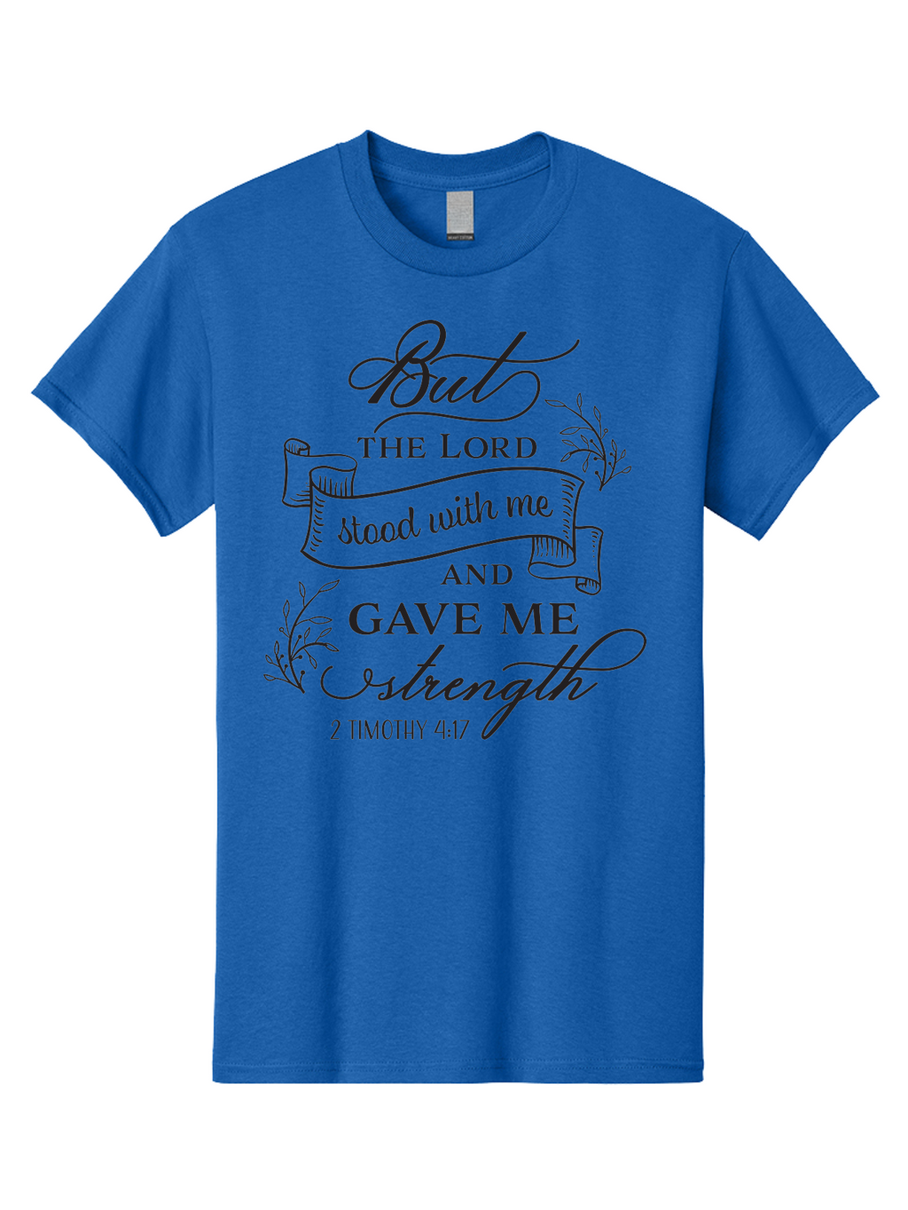 2-Timothy-4-17 Men'S Graphic Tee, 100% Cotton, Comfortable Casual Summer Wear, Machine Washable, Inspirational Quote, Bible Verse, 2 Timothy 4:17, Faith, Motivation, Scripture, Spiritual Guidance, Lord'S Strength, Perseverance Aac445