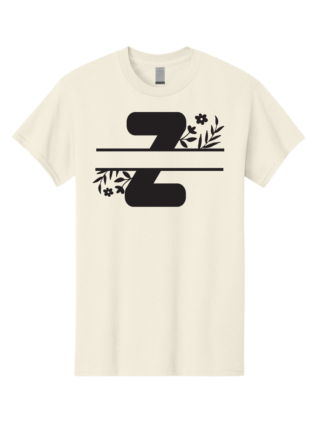 33 Men'S Graphic Tee, 100% Cotton, Comfortable Casual Summer Wear, Machine Washable, Number 33, Floral Design, Leafy Patterns, Flower Motifs, Elegant Typography, Decorative Elements, Black And Green Color Scheme Aac446
