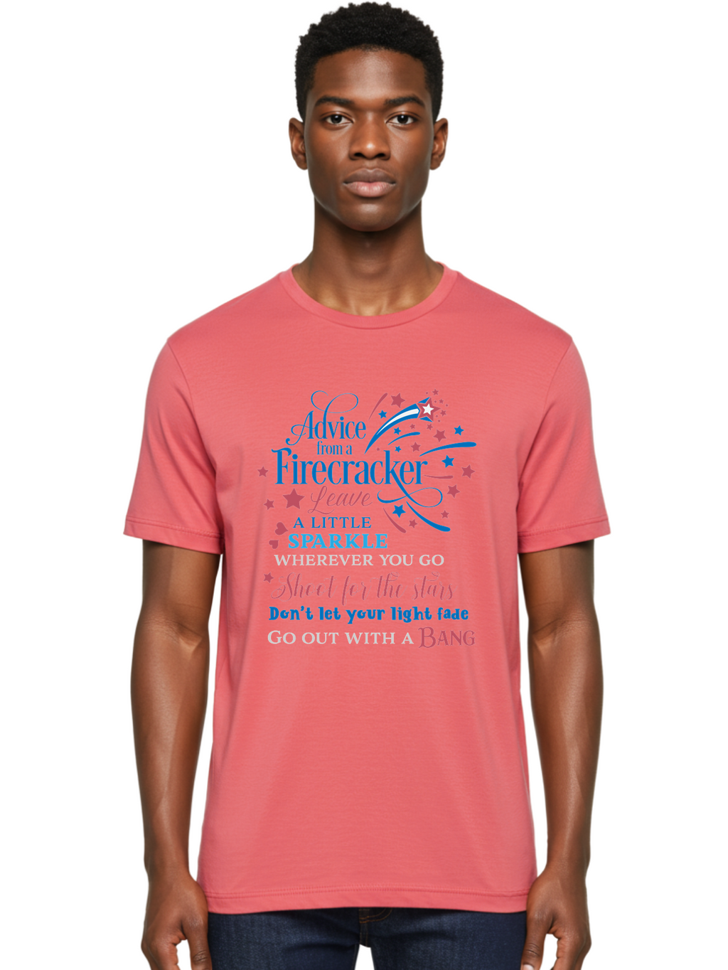 Advice-From-Firecracker Men'S Graphic Tee, 100% Cotton, Comfortable Casual Summer Wear, Machine Washable, Inspirational Quotes, Motivational Words, Positive Affirmations, Sparkle, Firecracker Advice, Life Guidance, Motivational Phrases, Aac452