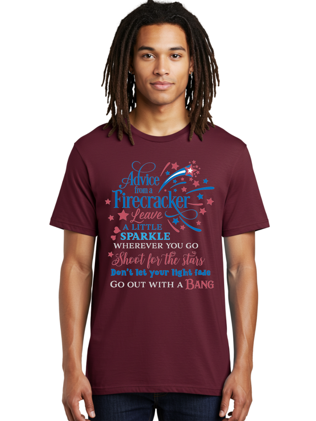 Advice-From-Firecracker Men'S Graphic Tee, 100% Cotton, Comfortable Casual Summer Wear, Machine Washable, Inspirational Quotes, Motivational Words, Positive Affirmations, Sparkle, Firecracker Advice, Life Guidance, Motivational Phrases, Aac452