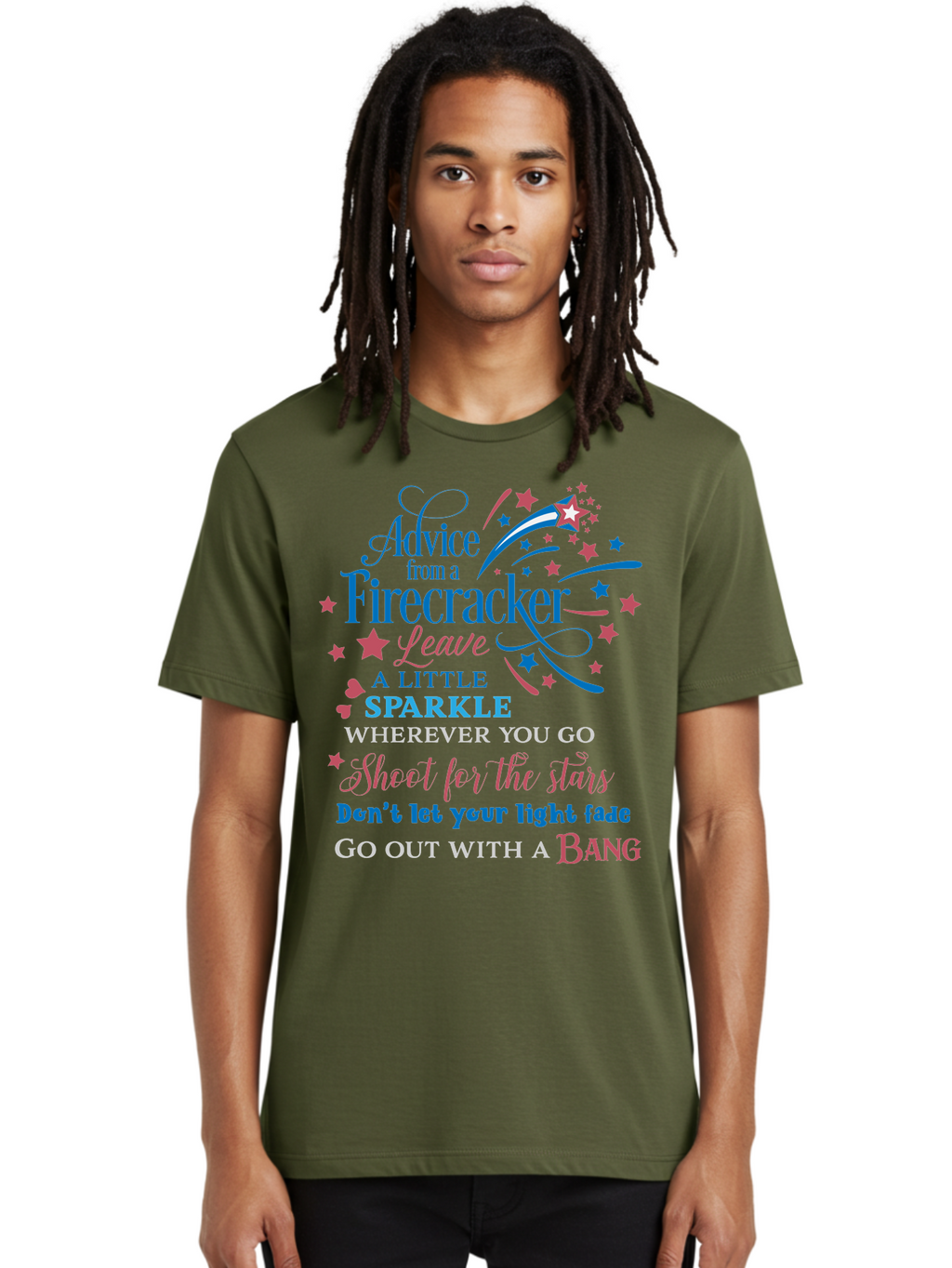 Advice-From-Firecracker Men'S Graphic Tee, 100% Cotton, Comfortable Casual Summer Wear, Machine Washable, Inspirational Quotes, Motivational Words, Positive Affirmations, Sparkle, Firecracker Advice, Life Guidance, Motivational Phrases, Aac452