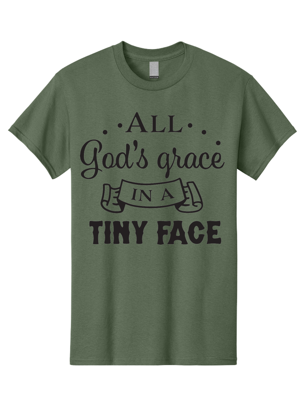 All-God-S-Grace-In-A-Tiny-Face Men'S Graphic Tee, 100% Cotton, Comfortable Casual Summer Wear, Machine Washable, Inspirational Quote, God'S Grace, Tiny Face, Cute Baby, Baby Blessing, Inspirational Message, Baby Quote, Faith, Love, Aac455