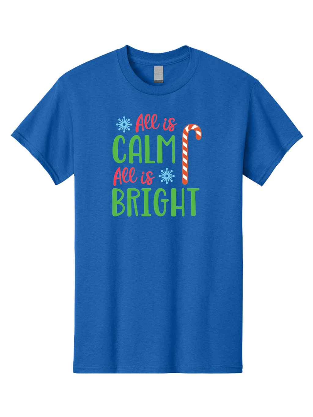 All-Is-Calm-All-Is-Bright Men'S Graphic Tee, 100% Cotton, Comfortable Casual Summer Wear, Machine Washable, Holiday Graphics, Christmas Decor, Candy Cane Art, Festive Typography, Winter Wonderland, Holiday Cheer, Christmas Magic, Sweet Treats, Aac458