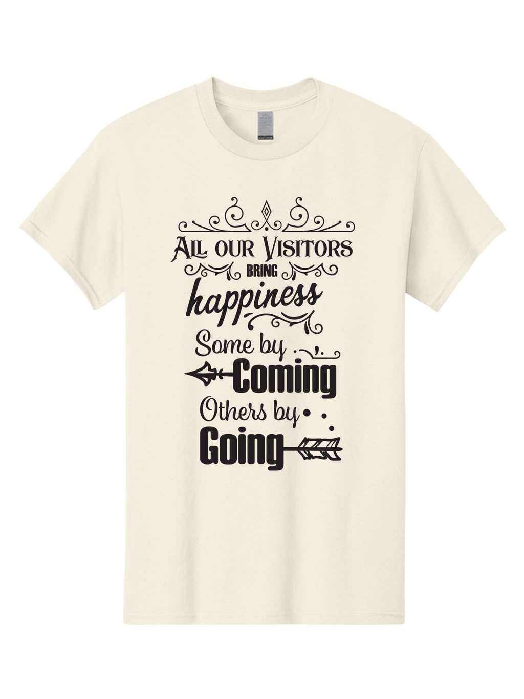 All-Our-Visitors Men'S Graphic Tee, 100% Cotton, Comfortable Casual Summer Wear, Machine Washable, Inspirational Quote, Happiness, Visitors, Coming And Going, Positivity, Motivational Message, Funny Saying, Witty Humor, Guest Book Quote Aac459