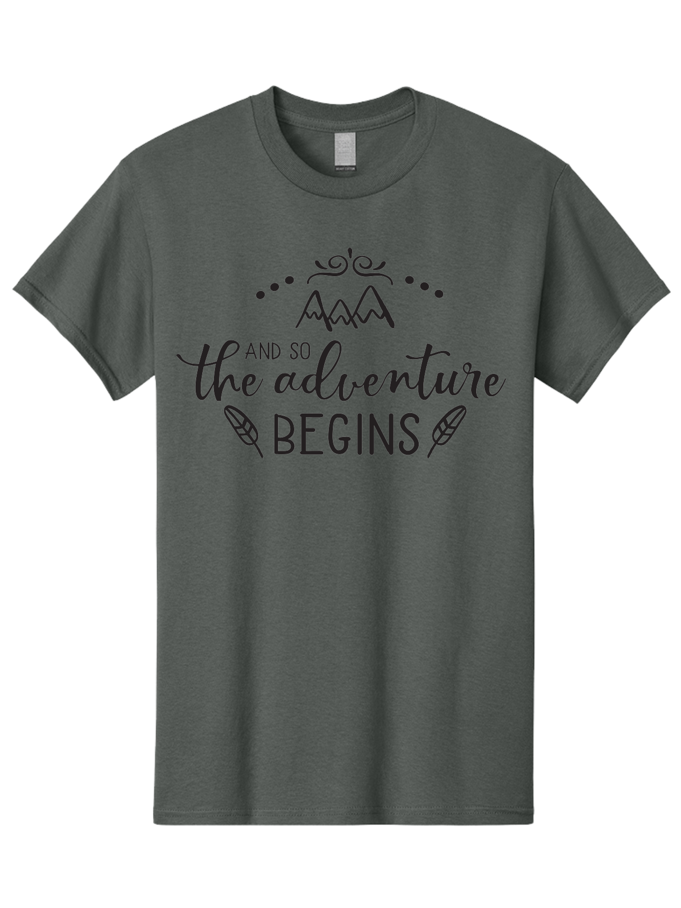 And-So-The-Adventure-Begins Men'S Graphic Tee, 100% Cotton, Comfortable Casual Summer Wear, Machine Washable, Motivational Quote, Adventure Inspiration, Travel, Adventure Begins, Explore, Wanderlust, Outdoor Enthusiast, Inspirational Saying, Aac471