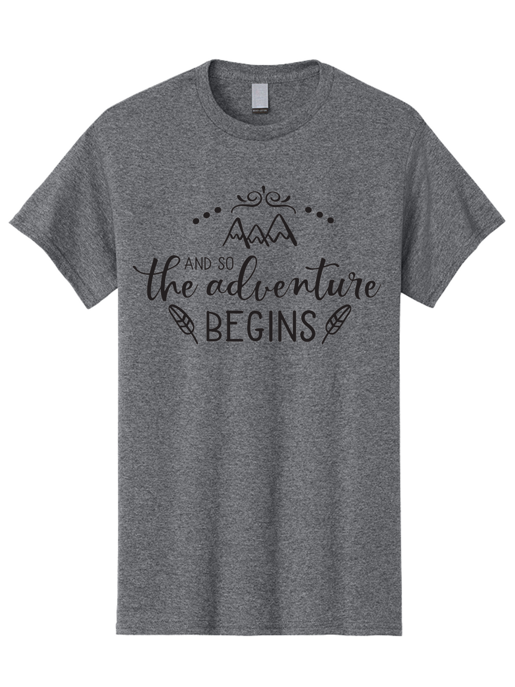 And-So-The-Adventure-Begins Men'S Graphic Tee, 100% Cotton, Comfortable Casual Summer Wear, Machine Washable, Motivational Quote, Adventure Inspiration, Travel, Adventure Begins, Explore, Wanderlust, Outdoor Enthusiast, Inspirational Saying, Aac471
