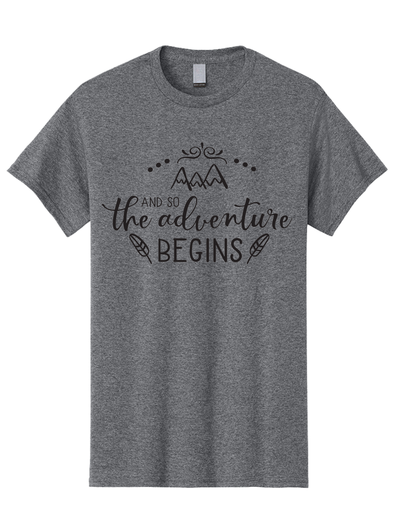 And-So-The-Adventure-Begins Men'S Graphic Tee, 100% Cotton, Comfortable Casual Summer Wear, Machine Washable, Motivational Quote, Adventure Inspiration, Travel, Adventure Begins, Explore, Wanderlust, Outdoor Enthusiast, Inspirational Saying, Aac471